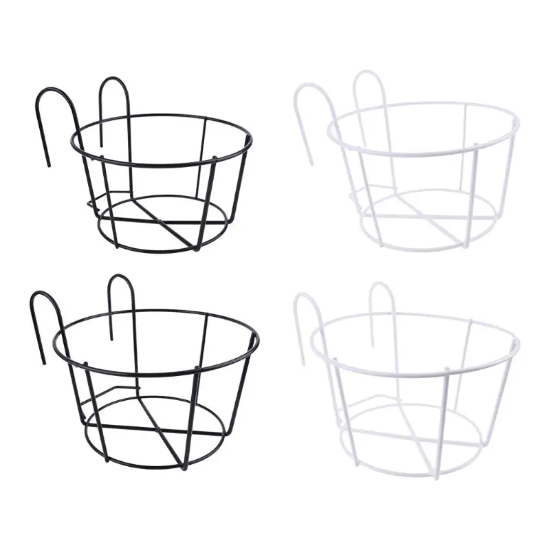 

Balcony Round Flower Hanging Frame for Creative Plant Garden Pot Holder Rack Outdoor Window Iron Bonsai Stand Decoration