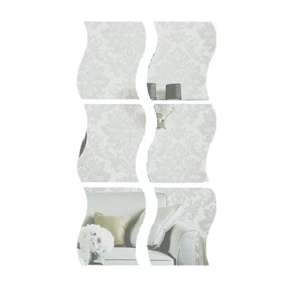 

Зеркальная Наклейка «сделай сам», трехмерная волна, комбинация из шести предметов, семейный предмет для повседневного использования