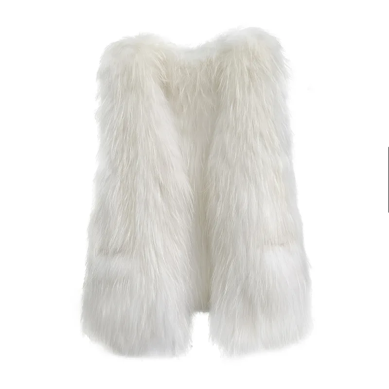 2023 New Real Raccoon Fur Braided Waistcoats Women Fashion Natural Fur Thick Sleeveless Coats Jackets Autumn Winter Warm Vests enlarge