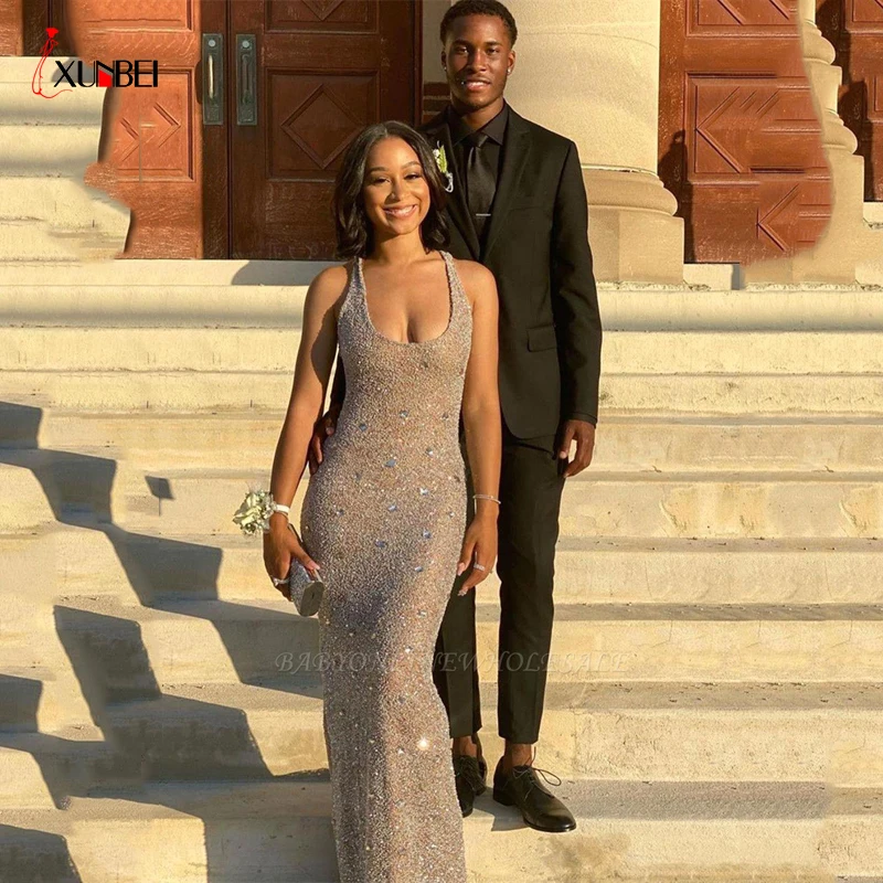 

New Robe De Soiree Longue Mermaid Evening Dresses Beads Crystal Prom Dresses Prom Party Dresses Prom Party Gown Robe Dresses