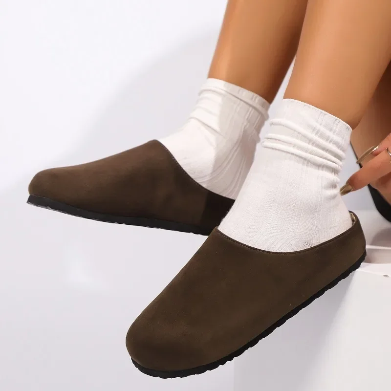 Женские классические пробковые замшевые тапочки новые мягкие сабо обувь с