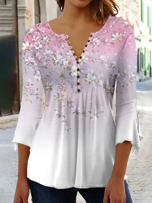 

Женская футболка с коротким рукавом, V-образным вырезом и 3D-принтом