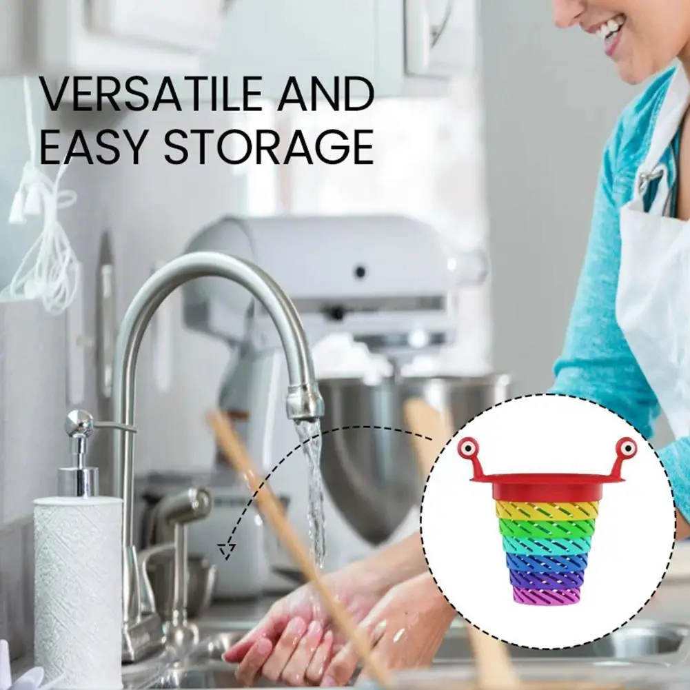 

Ситечко для кухонной раковины, прочный фильтр радужной расцветки из АБС-пластика для кухонной раковины, многоцелевой креативный складной фильтр для раковины в комплекте R1C8