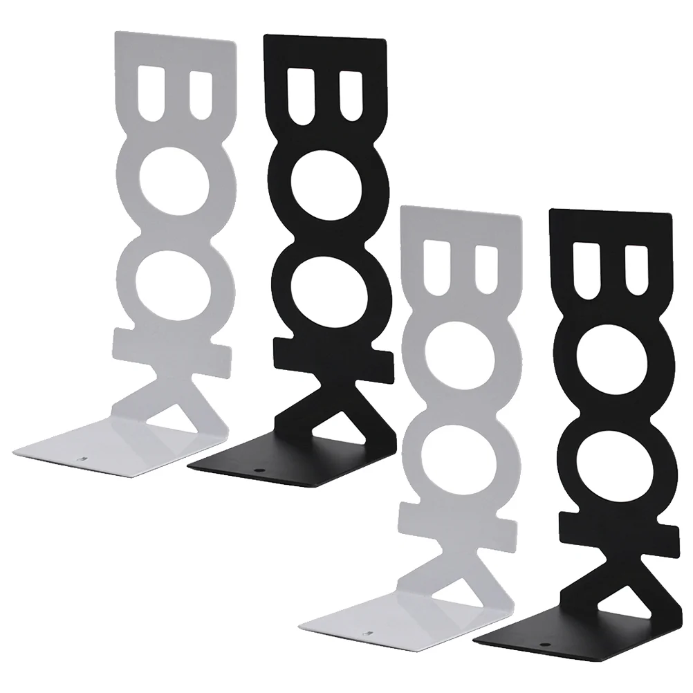 

4Pcs Metal Book End Book Organizer Decorative Book Ends Letter Shape Bookend Metal Bookends