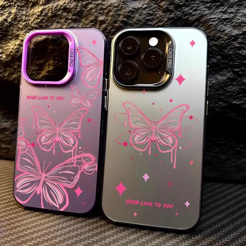 чехол для телефона Apple iPhone 11 14 Pro Max 13 XR 12 XS 15 Plus защитный из ТПУ Good Luck To You Butterfly