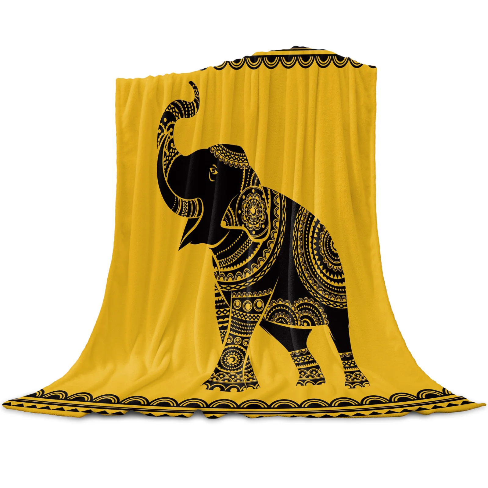 

Elephant Art Indian Bobo Style Blanket Soft Throw Blankets Home Decor Bedroom Living Room Sofa Blankets for Traveling