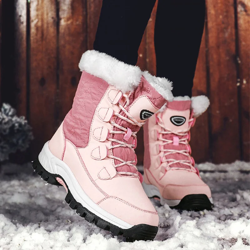 Winter Plus Velvet Thick Warm Women's Shoes All-match High-top Outdoor Walking Shoes Thick-soled Non-slip Waterproof Snow Boots