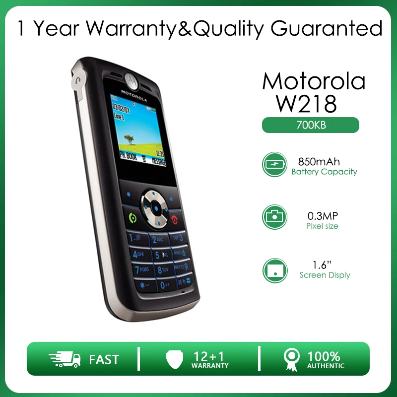 Motorola W218 Восстановленный-Оригинальный разблокированный GSM 900 / 1800 Mini-SIM 1 6 дюймовый