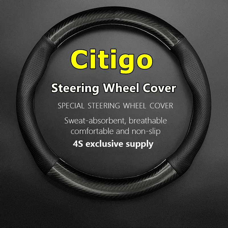 

No Smell Thin For Skoda Citigo Steering Wheel Cover Genuine Leather Carbon Fiber 2013 2014 2015 2016 2017
