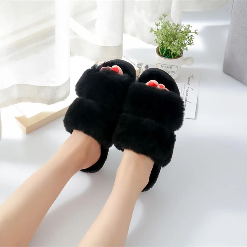 Модные домашние тапочки из натуральной овчины зимние женские меховые шерстяные