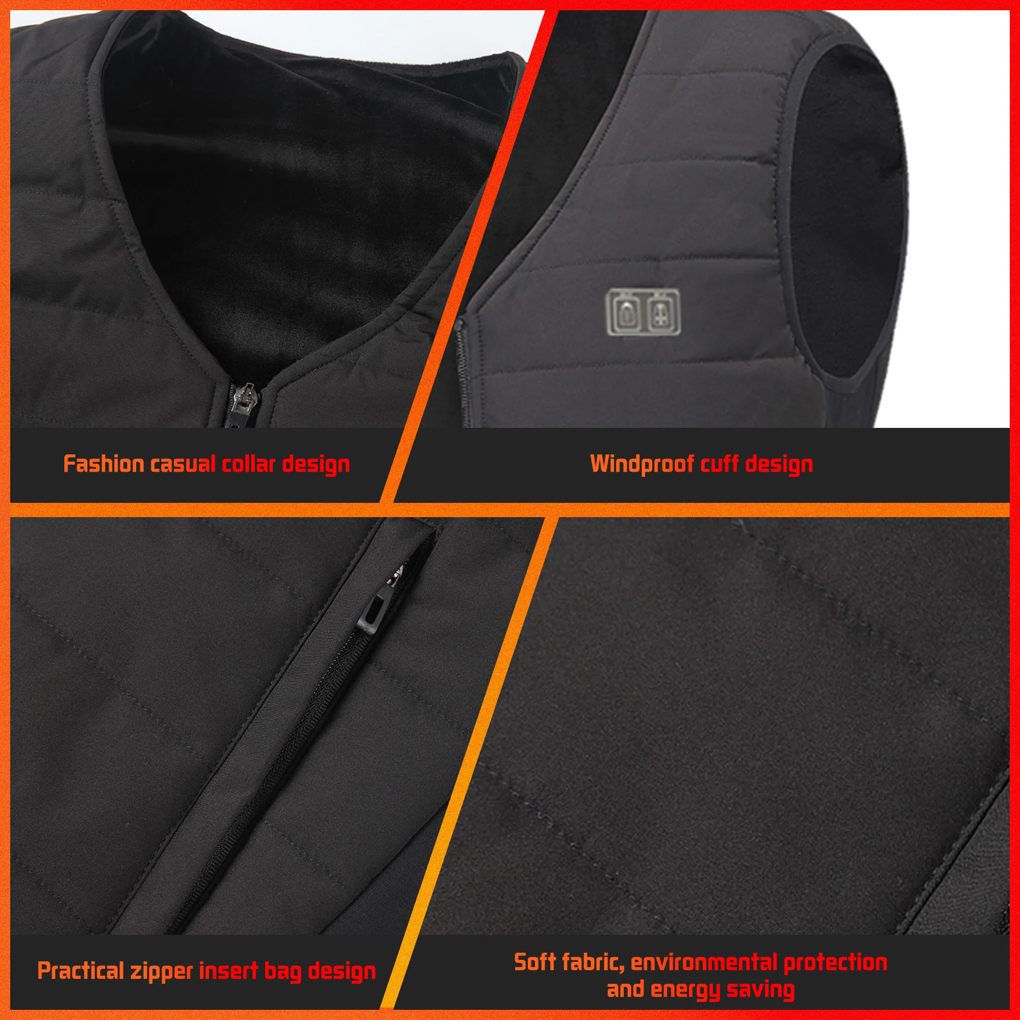 Жилет с подогревом TODWARM 45. ℃ Зимний мотоциклетный жилет USB-куртка электрическим