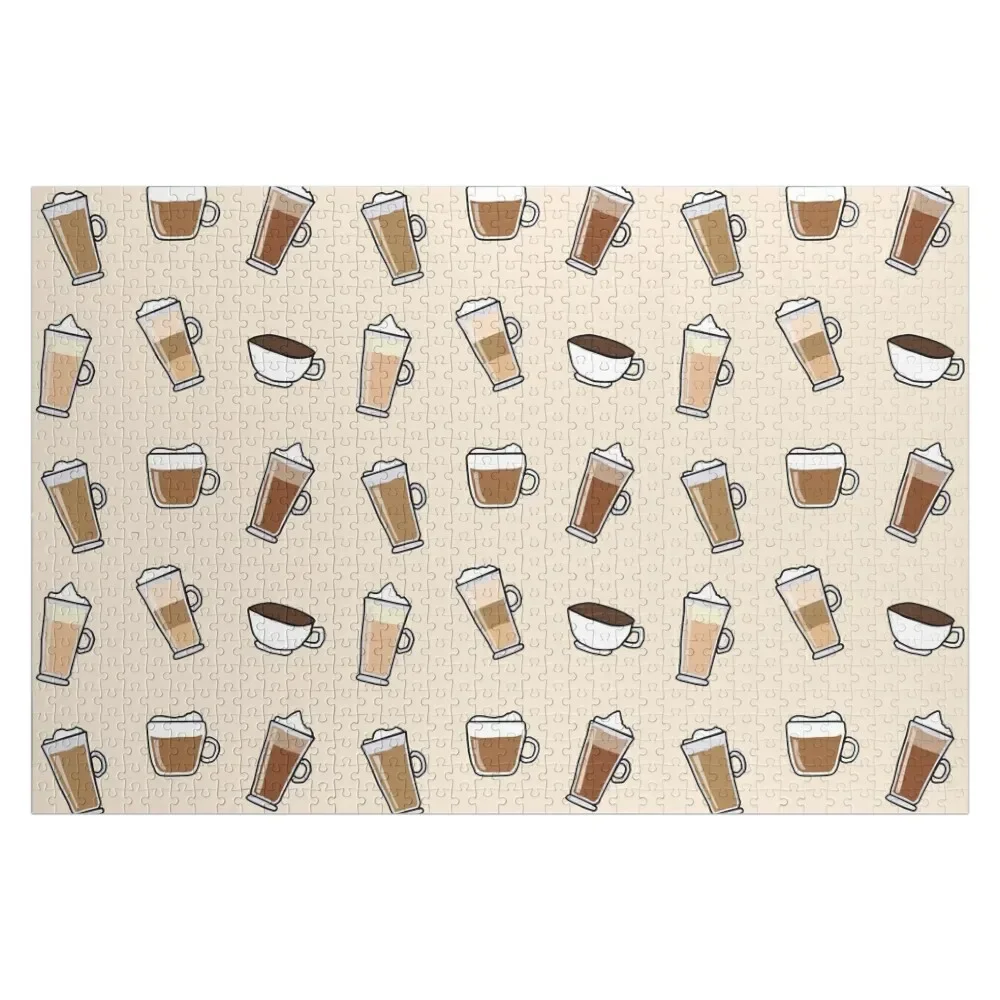 Кофейный пазл с узором для влюбленных деревянный взрослых персонализированный