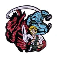 c2468 fullmetal alchemist edward elric briefcase badges anime accessories jewelry lapel pins brooches manga gift backpack badge