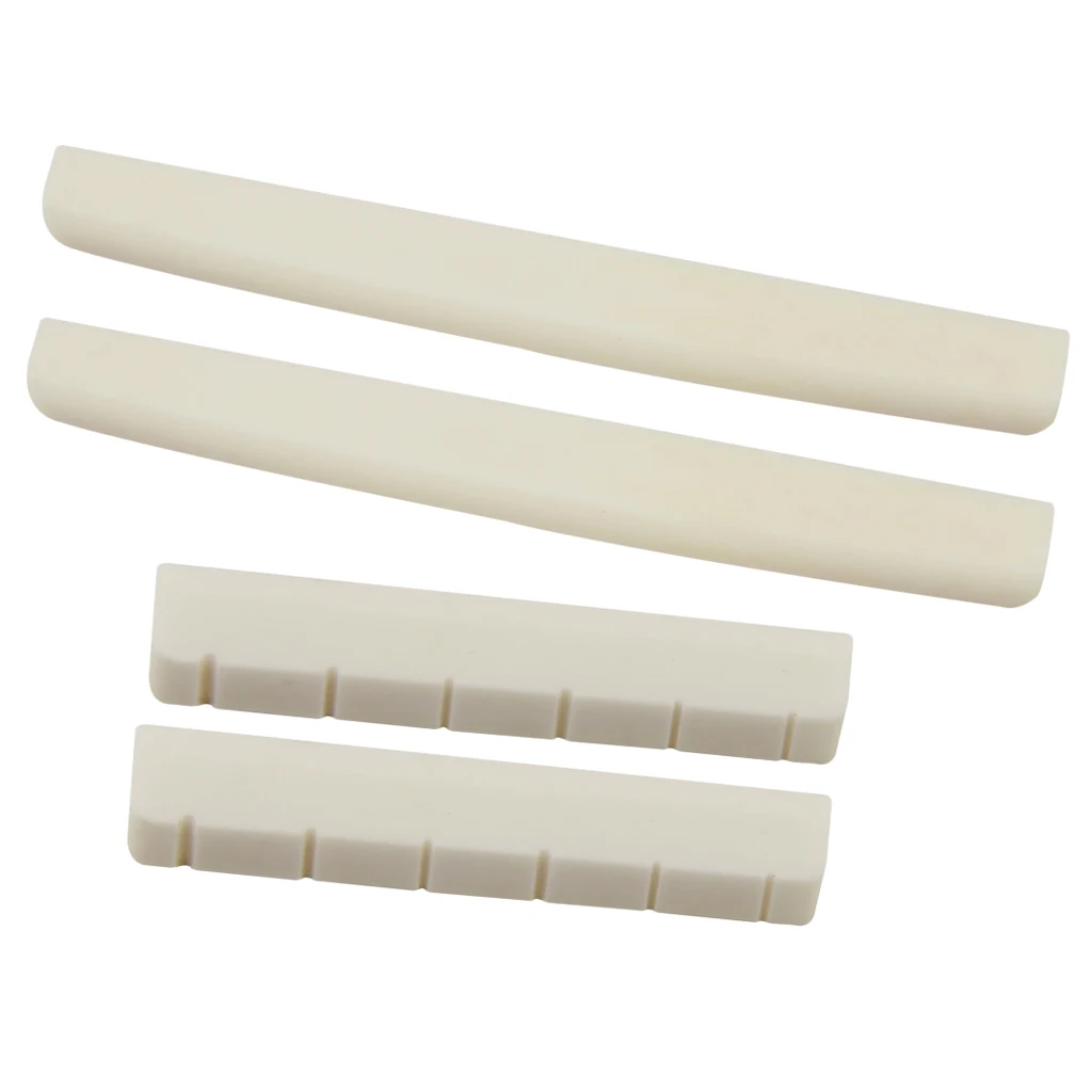 

2 Sets of 4pcs Classical Guitar Slotted Saddles Nuts Bone Musical Instrument Parts Beige