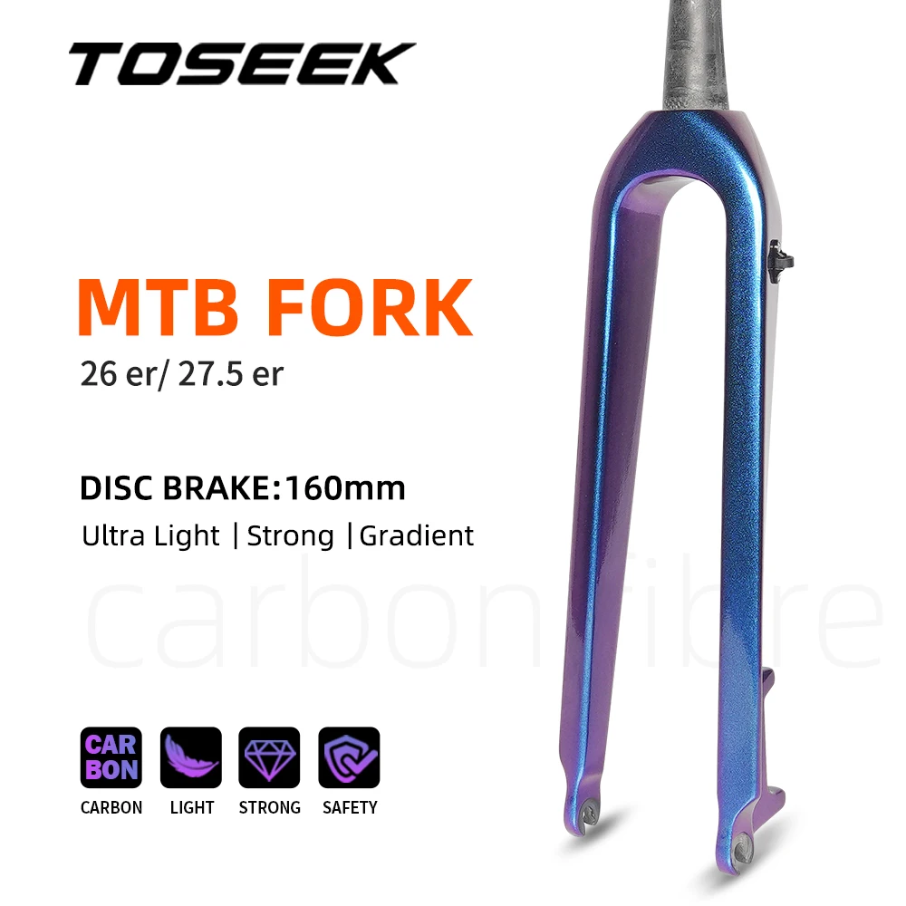 

TOSEEK Full Carbon MTB Fork Disc Brake 160mm Tapered Tube Fiber Bike Front Forks Ultralight Travel Bicycle Cycling Accessories