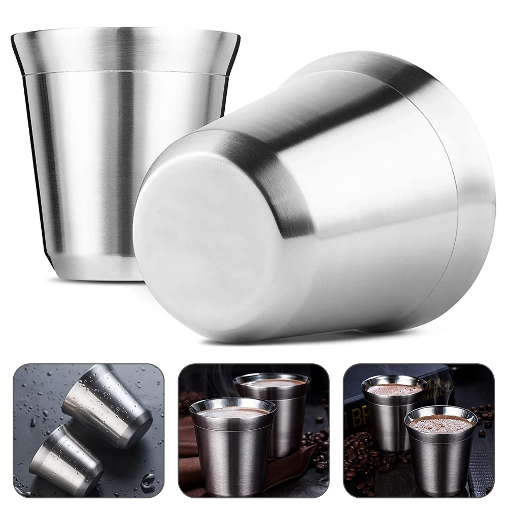 

1pc Double Wall Stainless Steel Coffee Mug 80ml/160ml Portable Cup Travel Tumbler Espresso Jug Milk Tea Cups Office Water Mugs