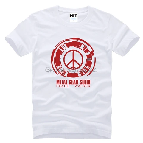 Летняя Новинка, футболка с металлической шестерней, хлопковая Футболка с принтом и логотипом «Peace Walker», металлическая шестерня с коротким рукавом, однотонные футболки, топы