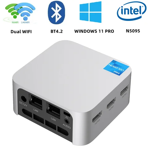 T8 PRO мини ПК Windows 11 Pro Intel Celeron N5095 Карманный ПК M.2 2242 NGFF/NVMe DDR4 8 ГБ 128 Гб SSD Dual Wifi BT 4,2 1000 м LAN