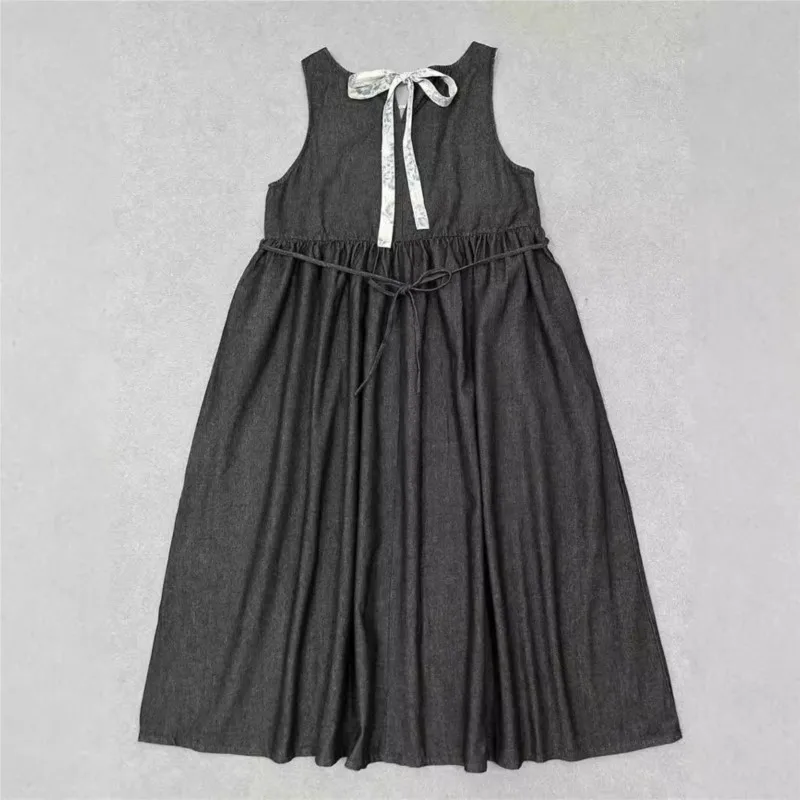 Johnature Mori Свободные джинсовые платья-жилет для женщин 2024 осеннее новое