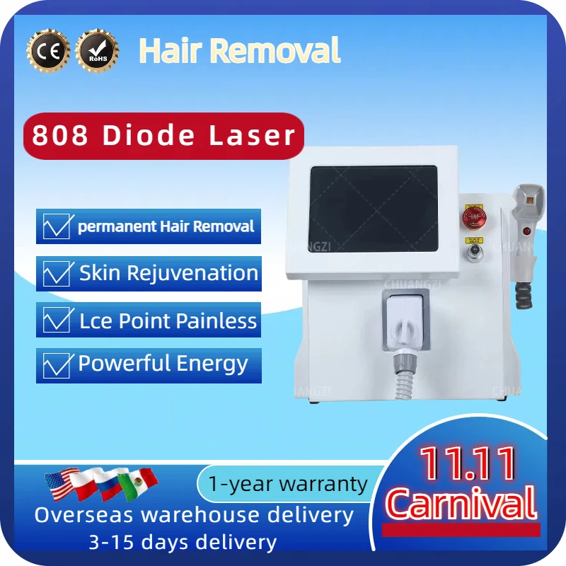 Портативный 808 нм 3-волновый диодный лазер для постоянного удаления волос быстрая