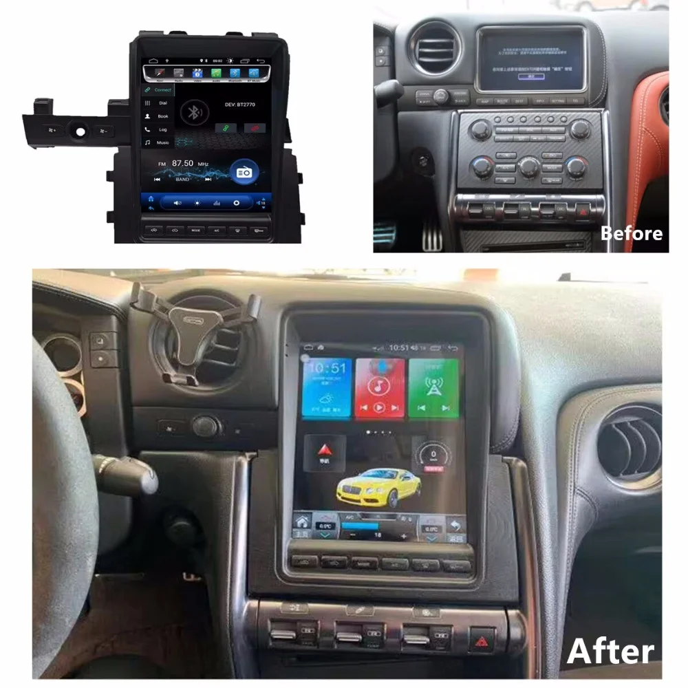 Android 13 8 + 256G для Nissan Skyline 2009-2017 Tesla Screen Carplay DSP мультимедийный плеер магнитофон видео