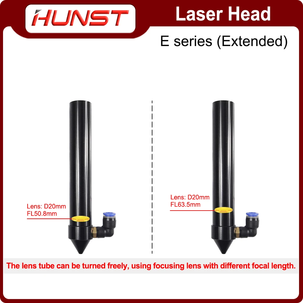 Hunst CO2 Laser Head E Series (Extended) for Lens D20MM FL50.8 & 63.5 Mirror 25MM for Laser Engraving and Cutting Machine. enlarge