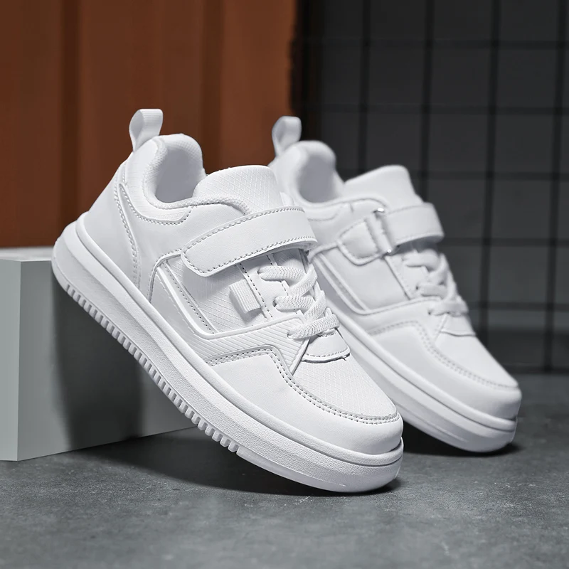 

Кроссовки унисекс кожаные, Повседневная Удобная Обувь для мальчиков, дизайнерские, для школы, белые, 2022