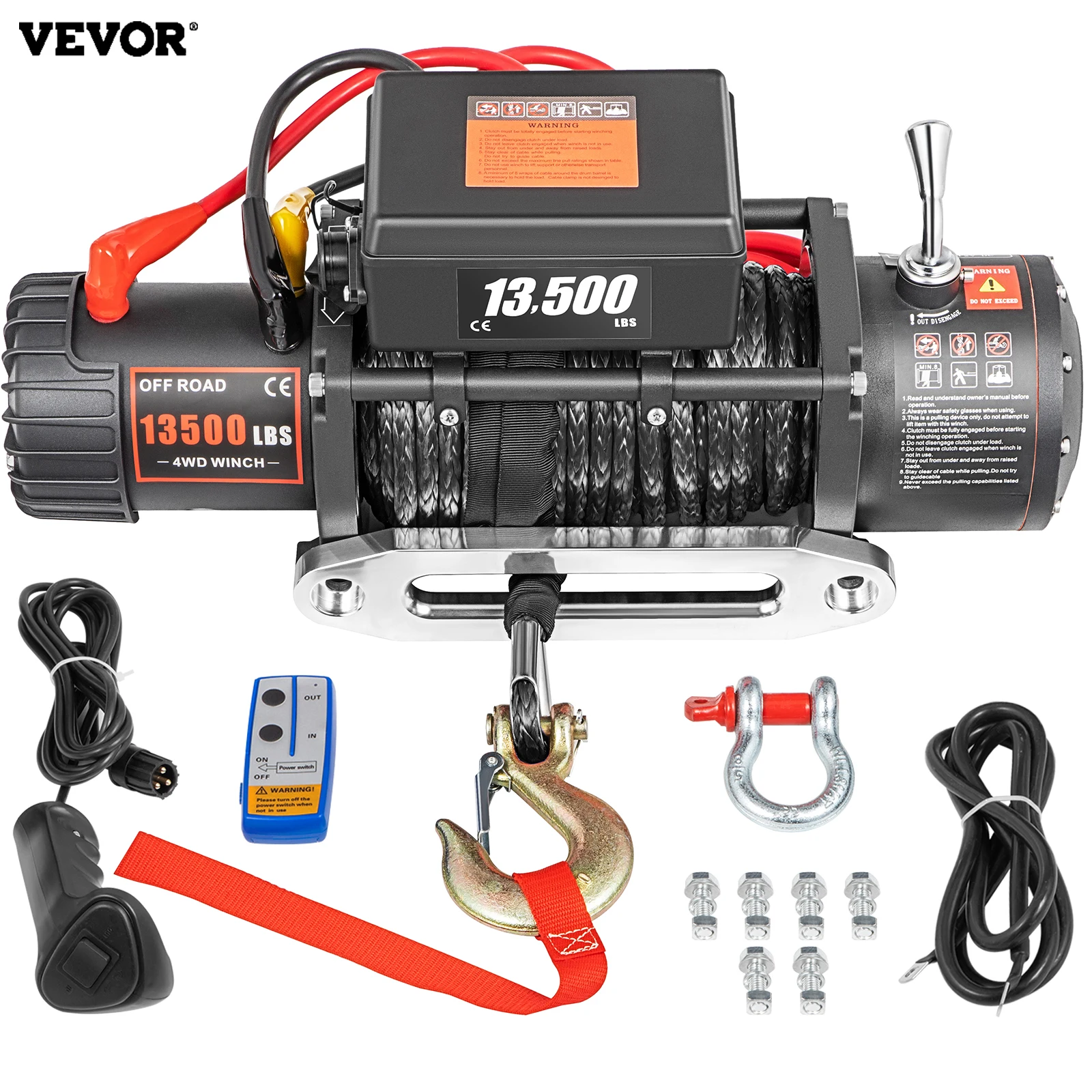 

VEVOR Electric Winch 13500Lb/6125Kg Electric Winch Recovery 12v Electric Truck Winch Synthetic Dyneema Rope Wireless Remote