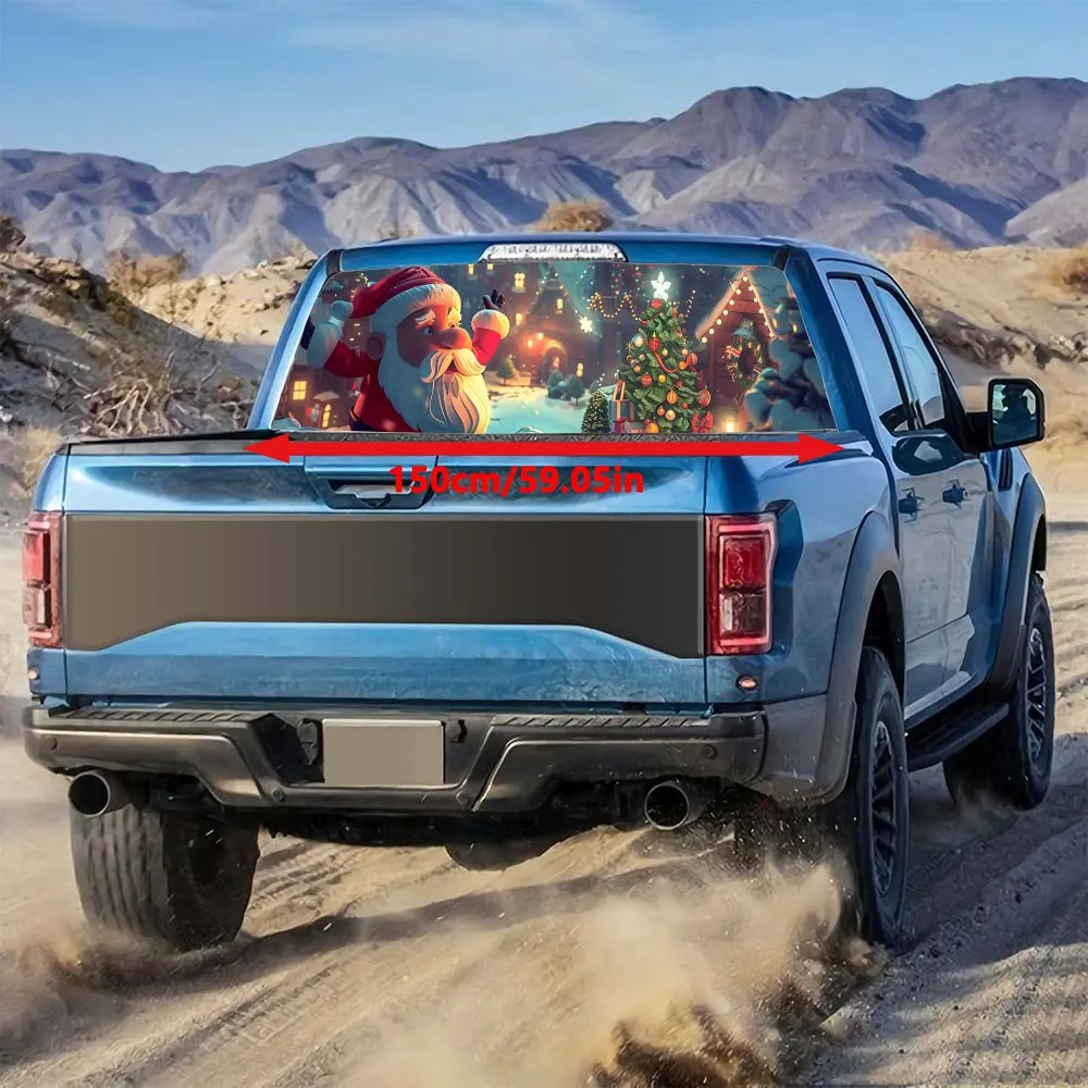 Мультяшный Санта-Клаус с принтом автомобиля наклейка на заднее лобовое стекло