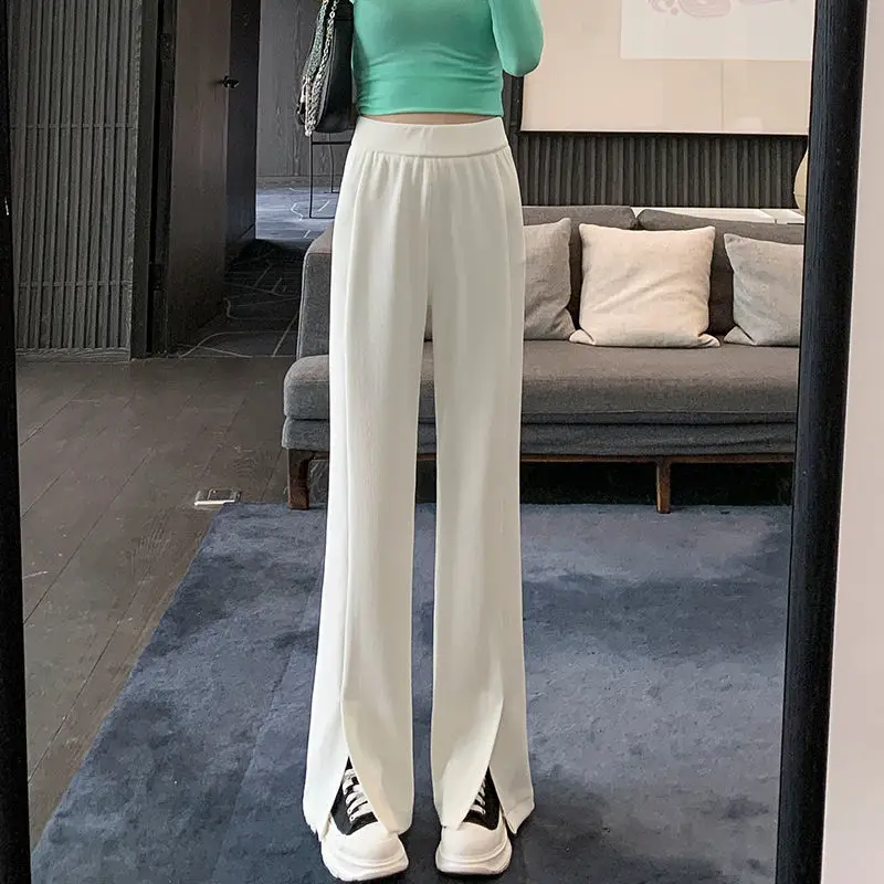 

Women 2022 Spring Summer Fashion Clothing Full Length Trousers Female Streetwear Pleated Loose Solid All-match Casual Pants F75
