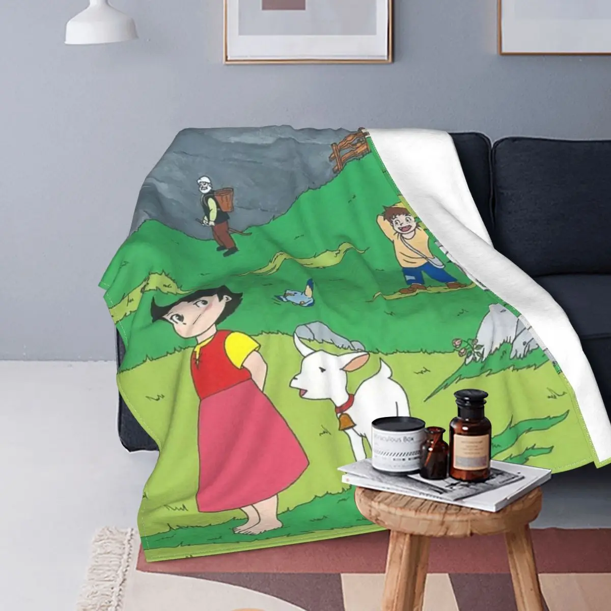 

Heidi-mantas de franela de dibujos animados para niña, manta suave portátil para cama, coche, alfombra, pieza, Primavera/otoño