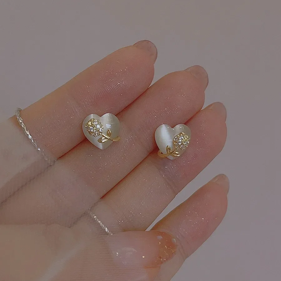 2024 новые модные элегантные серьги-тюльпаны с кошачьим глазом и камнем в форме