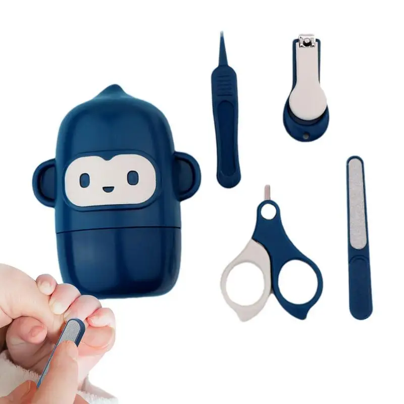 

Ножницы для ногтей для новорожденных детей, безопасный портативный триммер для ногтей, пинцет с чехлом, набор для маникюра младенцев
