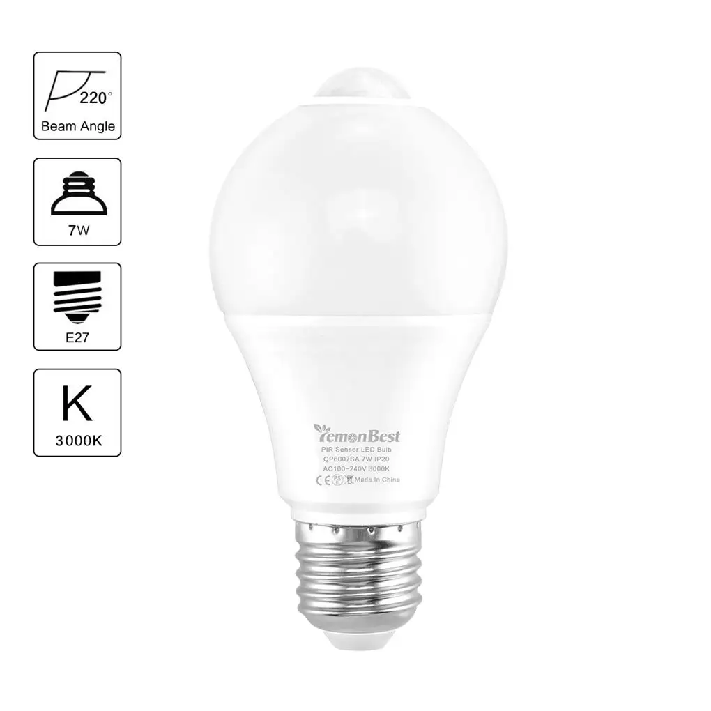 

Практисветильник лампа с датчиком движения, светодиодсветильник лампа, 7 Вт, прочная пластиковая лампа с защитой от помех