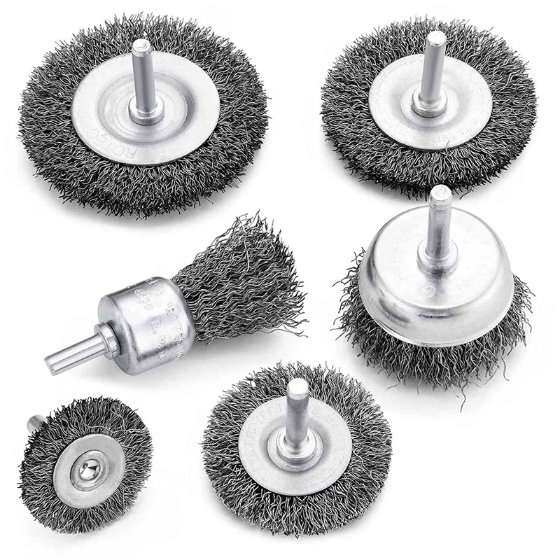

6PCS Wire Brush, About 0.9 Cm Thick Carbon Steel Crimping Wheel For Cleaning, Paint Surface And Small Space Treatment.