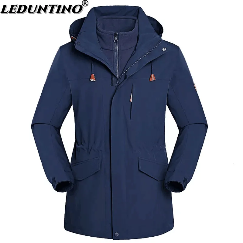 

Зимняя утолщенная теплая флисовая куртка 3 в 1, мужская и женская съемная тепловая ветрозащитная длинная куртка для верховой езды на открыто...