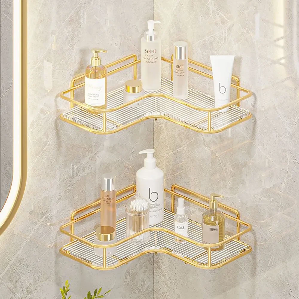 

Shower Acrylic Without Corner Bathroom Shelf Kitchen Organizer Accessories Shelf Toilet For Bathroom Drilling Luxury Skincare