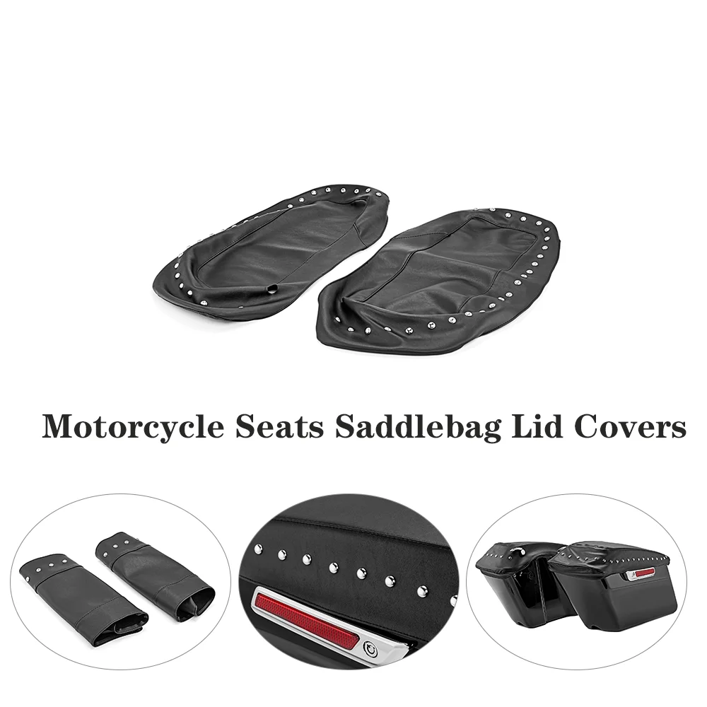 Motorbike PU Saddlebag Lid Covers Bagger Waterproof Rain Dust Speaker Lid For Harley Touring Electra/Road/Street Glide Road King