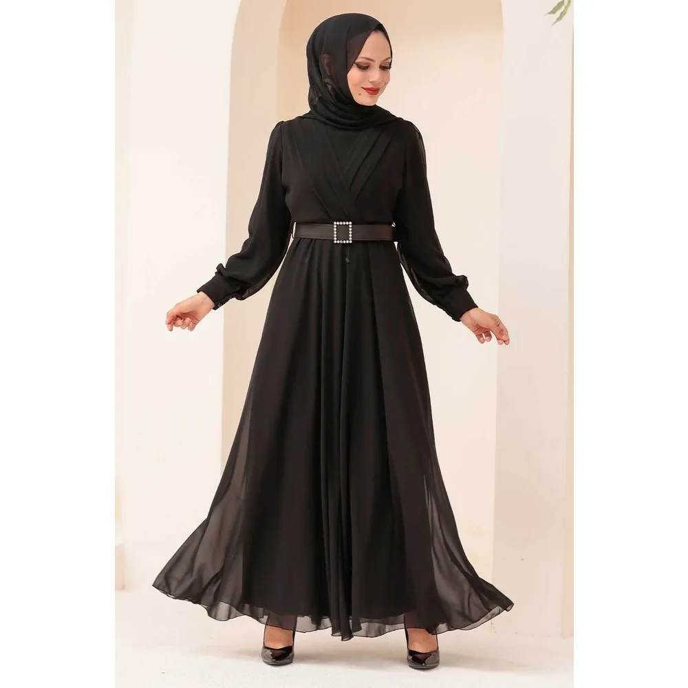 

Вечернее платье Dorlie Veil с поясом-пряжкой, бордовое вечернее платье-хиджаб 3060BR