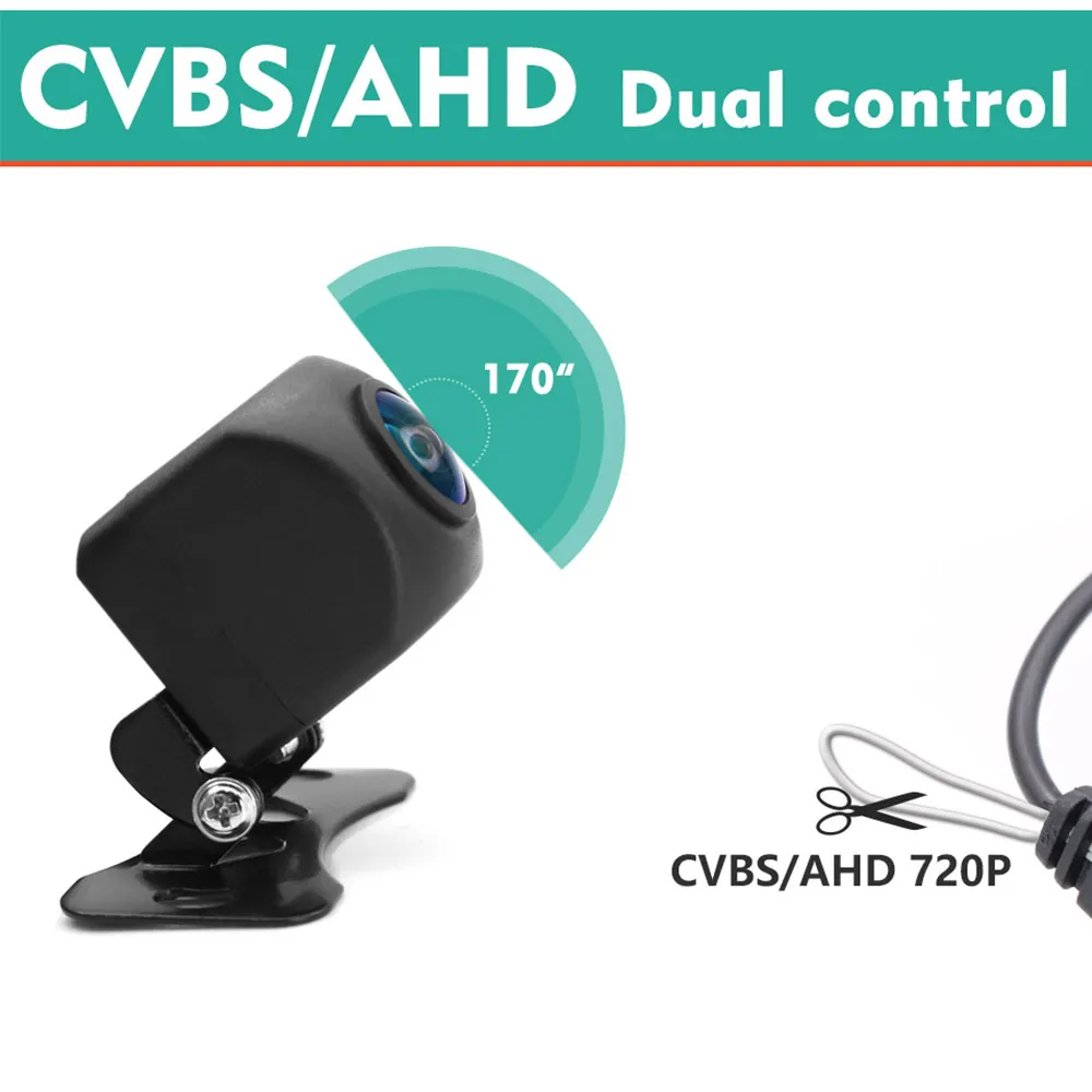 

QMKJ Универсальная AHD 1080P Fisheye Регулируемая автомобильная передняя камера заднего вида заднего вида с широким углом обзора 180 градусов для автомобильной аудиосистемы