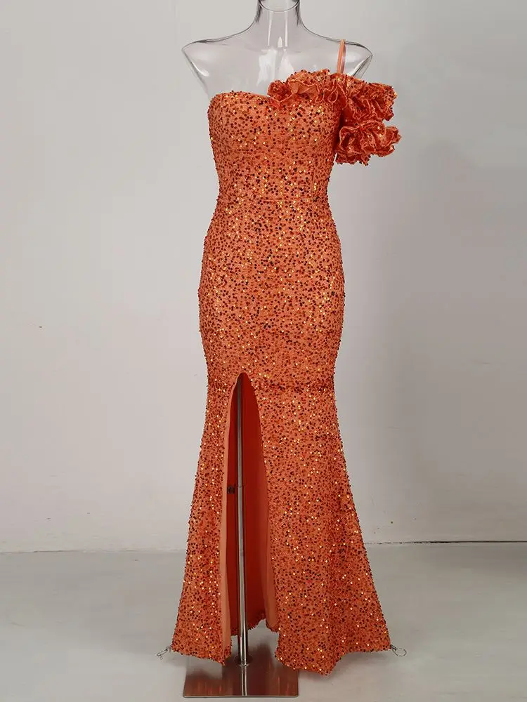 Женское длинное платье с открытыми плечами элегантное Привлекательное