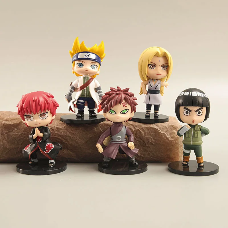 

5PCS Naruto Figures Namikaze Minato Tsunade Gaara Rock Lee Sasori Action Dolls Toys PVC Anime Model