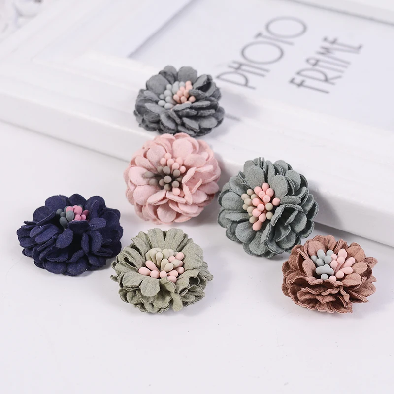 

10Pcs 3cm Fabric Rose Flower Head Artificial Flowers For Bride Headdress Children's Hairpin Clothing Accessories Flower Craft