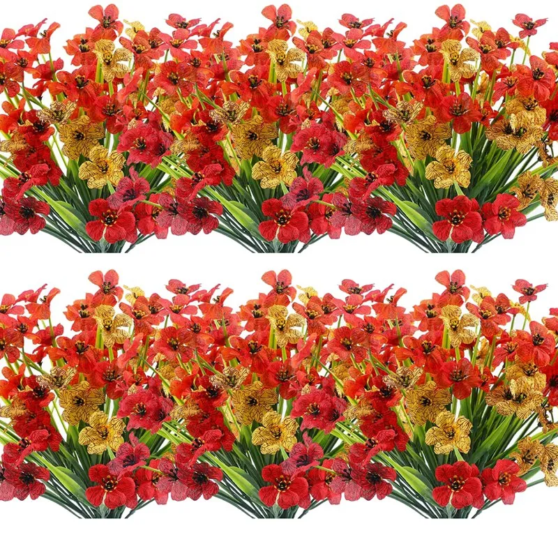 

Искусственные уличные растения и цветы, 12 пряди Ков, устойчивые к УФ-излучению искусственные цветы для украшения дома и сада