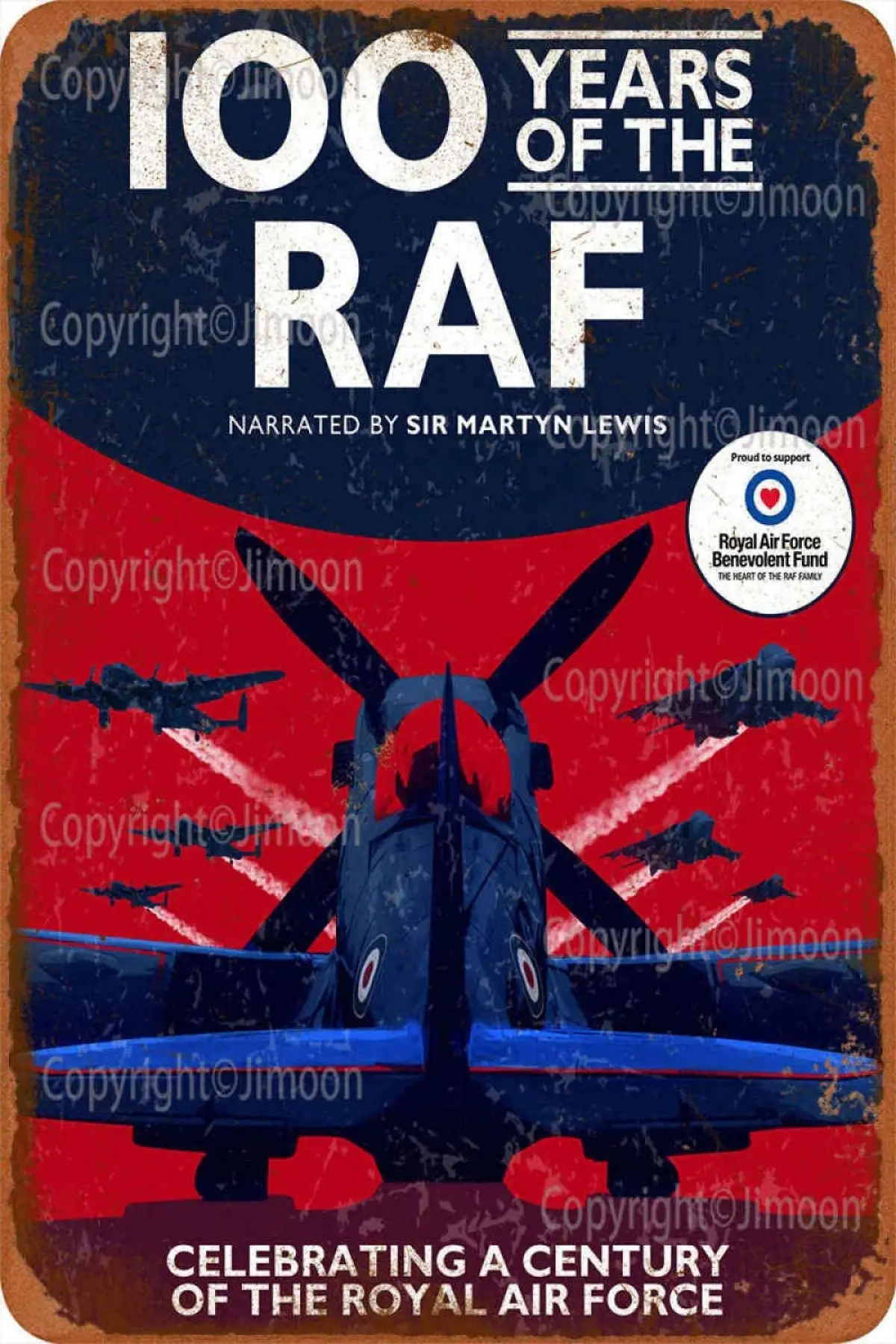 

100 Years Of RAF Vintage Tin Sign Art Iron Painting Rusty Poster Decoration Aluminum plaque