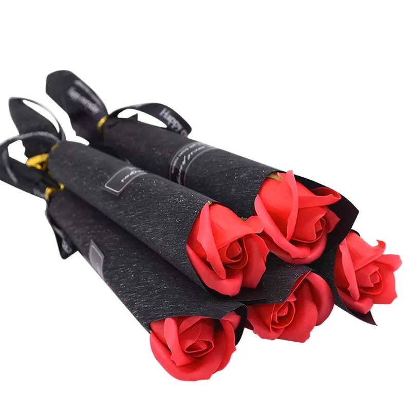

NEW2022 5Pcs Soap Flower Rose Artificial Flower Bouquet Multicolor Rose Wedding Flower Decoration Scrapbooking Fake Rose Flower