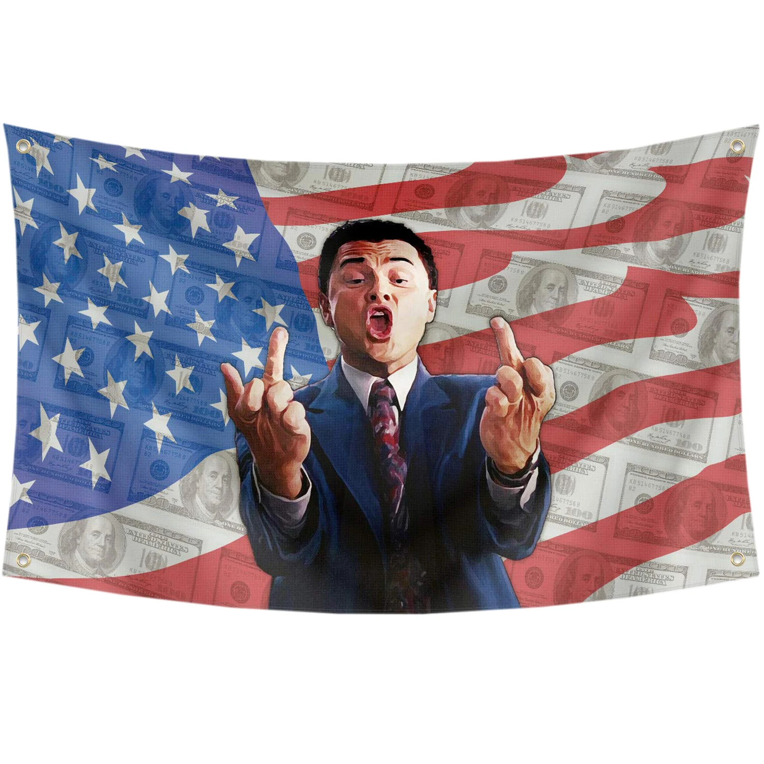 

Wolf of Wall Street Flag Tapestry Wall Decor Cool Flags Indoor Outdoor Brass Grommets Vivid Color Dorm Banner Living Room