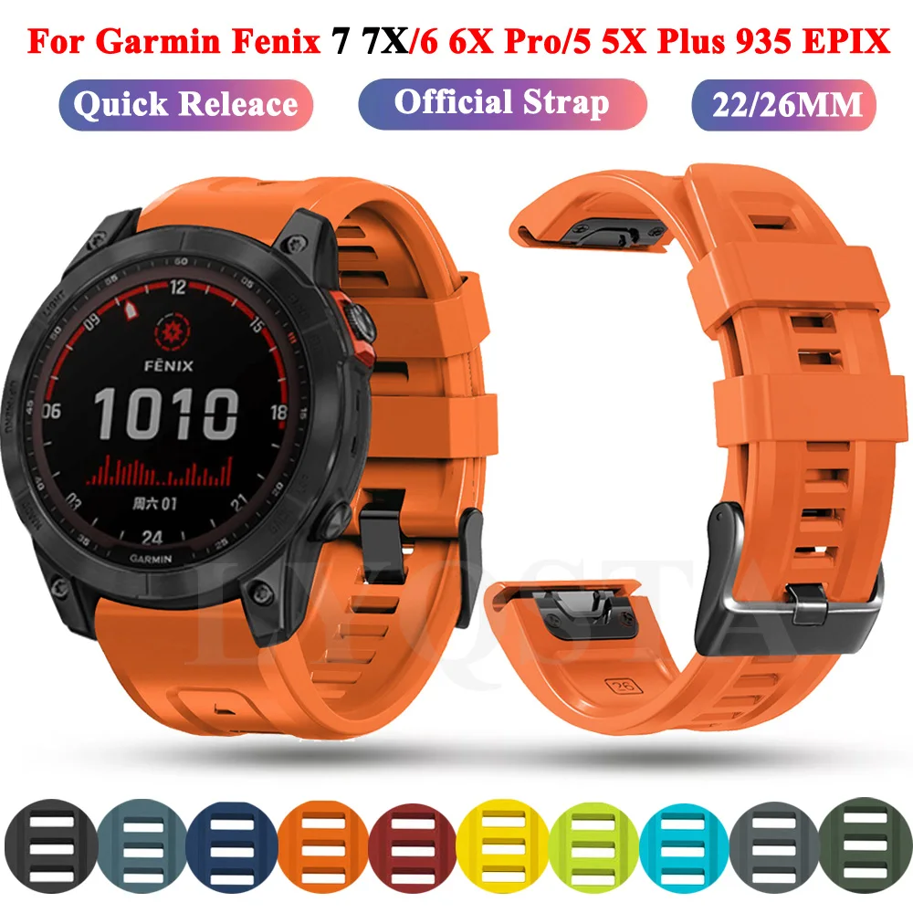 

26 22MM Silicone Quick Release Watchband Straps For Garmin Fenix 7X 7 6 6X Pro 5 5X Plus Smart Watch Easyfit Wrist Band Bracelet