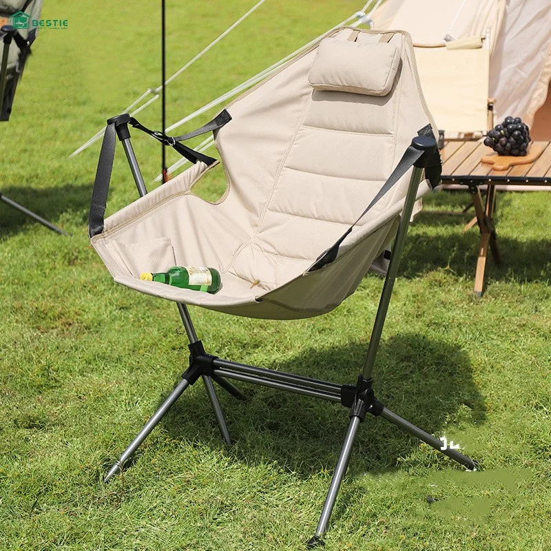S Portable Outdoor Folding Rocking Chair Lounge Chair Comfortable Adult Aluminum Alloy Leisure Camping Picnic Chair