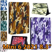 tablet case for ipad mini 6 8 3inch 2021 a2567a2568a2569 pu leather camouflage pattern series anti fall stand folio cases